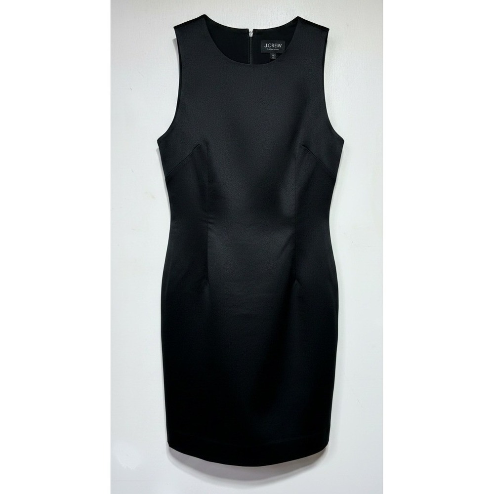 J.Crew Collection Black Sleeveless Shift Dress Satin Finish Size L NEW